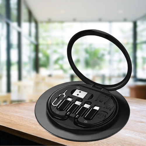 CableUp! - Portable Universal Cable Kit & Phone Holder (USB-C, MicroUSB, Lightning, USB)