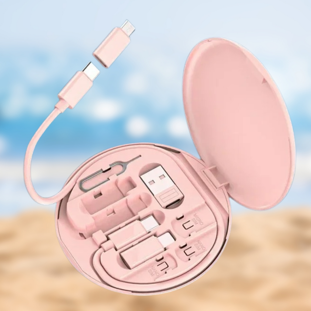 CableUp! - Portable Universal Cable Kit & Phone Holder (USB-C, MicroUSB, Lightning, USB)